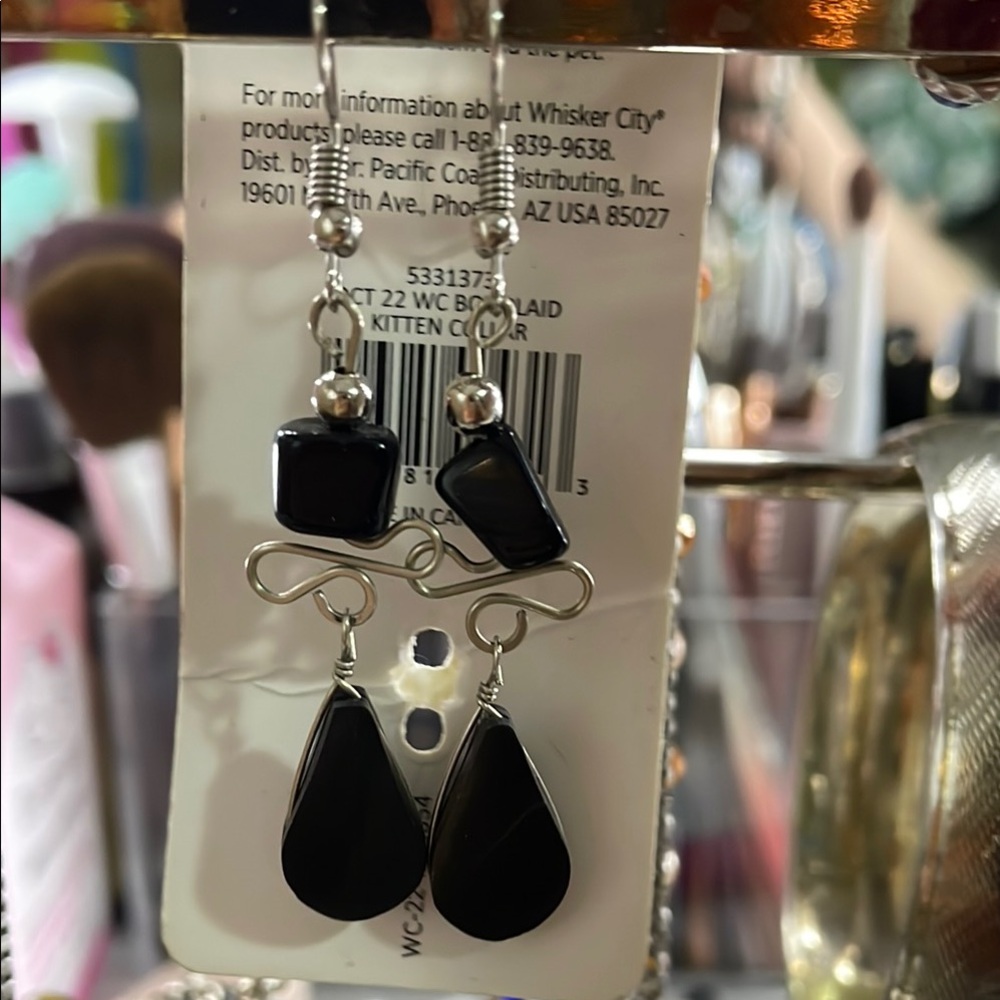 Black Teardrop Statement Earrings